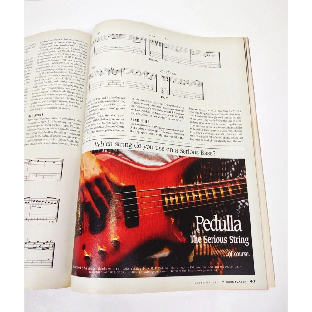 VTG Bass Player magazine November 1997 Play The Blues Tommy Shannon Roscoe Beck